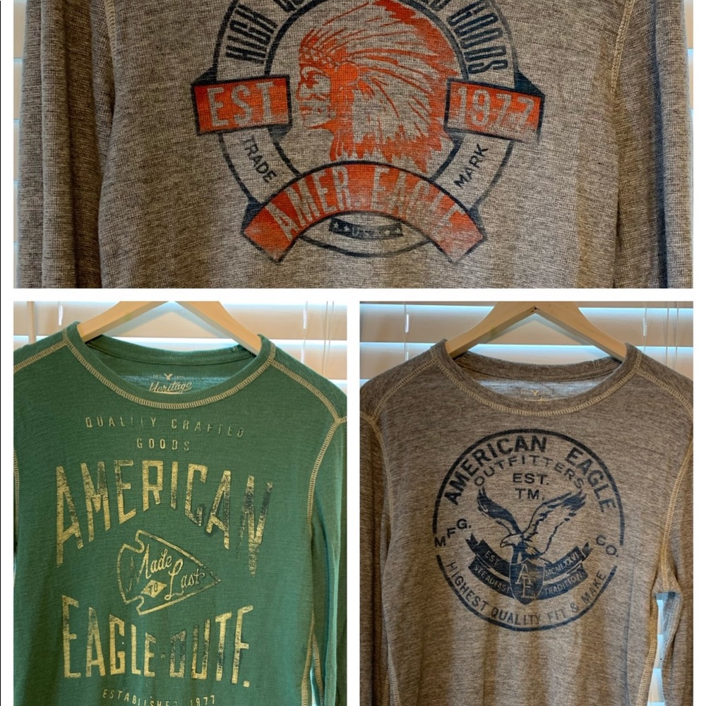 3- American Eagle mens shirts. Size XS, Thermal.